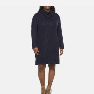 Liz Claiborne Navy Speckled Donegal Cowl Neck
Sweater Dress Size Large